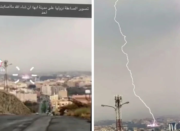 مقتل مواطنة من القريات وابنتها  في أبها بعد إصابتهما بصاعقة .. وفيديو يوثق موقع الحادث