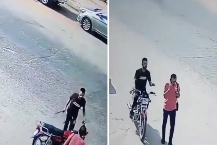 بالفيديو: سائق دراجة نارية يحاول خطف جوال من يد أحد المارة في القاهرة …وردة فعل الأخير تفاجئه