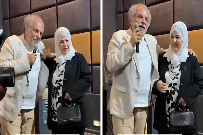 ‏بالفيديو.. ردة فعل الفنانة  " عفاف شعيب " بعدما وضع مخرج يده على كتفها