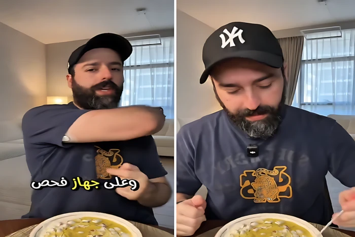 بالفيديو.. شخص يتناول الفول بالزبادي والطحينة وزيت الزيتون ويكشف عن فحص السكر بعد ساعتين من الوجبة