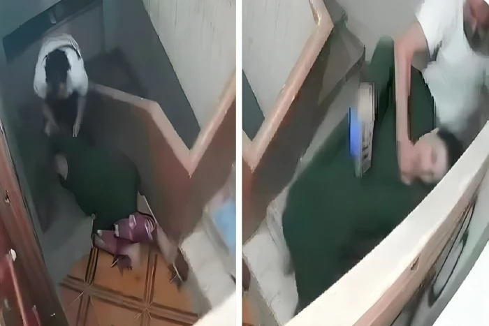 بالفيديو.. رجل يعتدي على زوجة شقيقه ويسحلها على الدرج داخل منزلهم في مصر