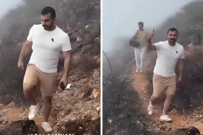 بالفيديو.. آخر ظهور للشاعر سعود القحطاني على جبل سمحان  قبل سقوطه ووفاته في سلطنة عمان