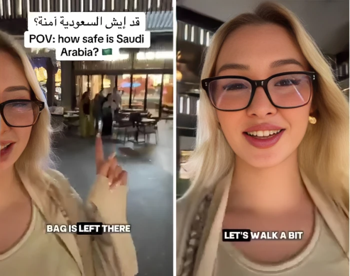 فتاة بريطانية تجري تجربة لمستوى الأمان في السعودية