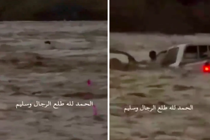 فيديو جديد يوثق لحظة نجاة قائد سيارة "الهايلوكس" التي جرفتها السيول في القنفذة