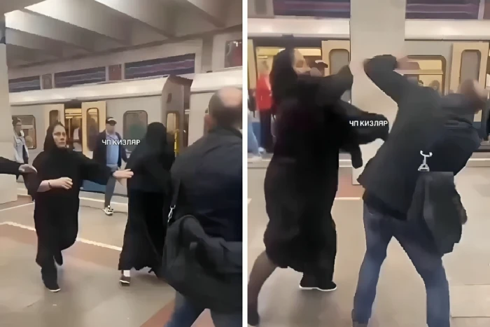 إحداهما منتقبة.. بالفيديو: امرأتان مسلمتان تضربان رجلًا روسيًا سخر من ملابسهما داخل مترو موسكو