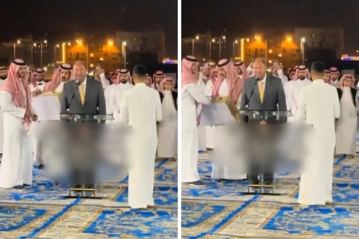 بالفيديو.. طبيب أرجنتيني يحضر زفاف أحد زملائه السعوديين ويقدم العانية