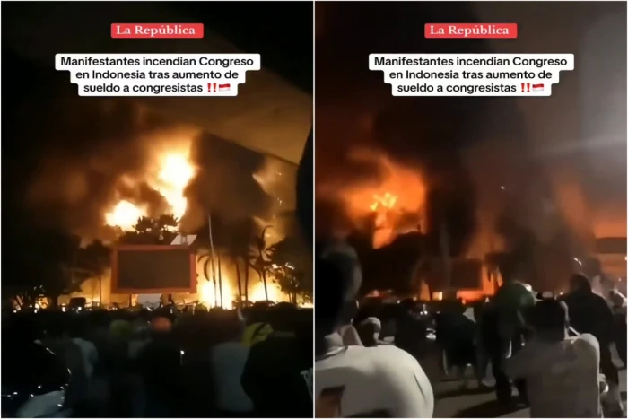 بالفيديو: متظاهرون يحرقون مبنى البرلمان في إندونيسيا بعد زيادة رواتب النواب