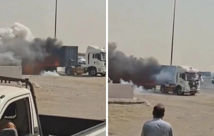 بالفيديو.. بطاريات جوالات تنفجر داخل شاحنة بجدة بسبب الحرارةالشديدة