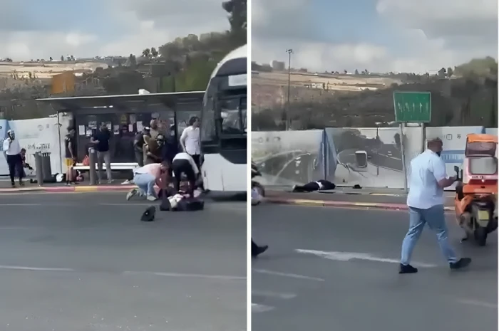 بالفيديو.. جثث القتلى والمصابين ومنفذي الحادث ملقاة على الأرض في شوارع مستوطنة "راموت" شمال القدس
