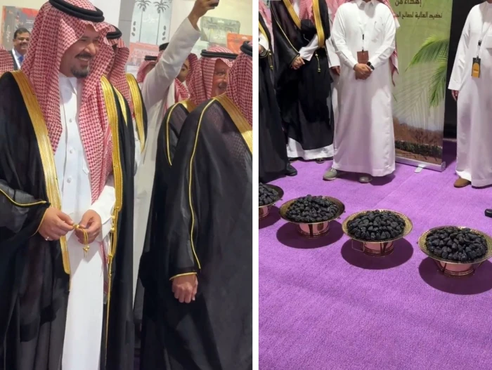 بالفيديو: أمير المدينة يشارك في مزاد على عجوة ويشتريها بـ 20 ألف ريال