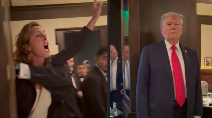 «وصفوه بـ هتلر».. بالفيديو.. ردة فعل ترامب بعد تظاهر مجموعة من النساء ضده خلال تواجده في مطعم بواشنطن