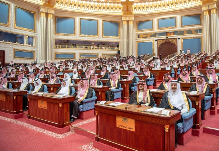 أسماء الأمراء الذين حضروا افتتاح أعمال السنة الثانية من الدورة 9 لمجلس الشورى والخطاب الملكي لولي العهد