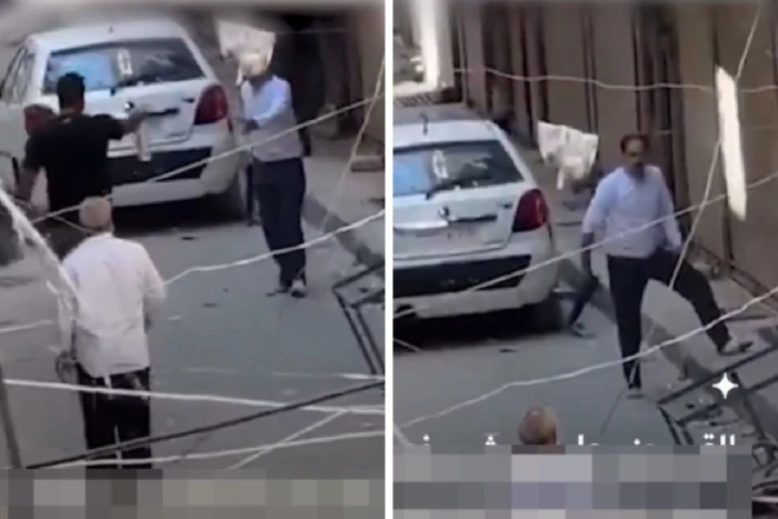 شخص خدعه بتقديم الماء … بالفيديو : لحظة القبض على سوري أغلق شارع في حلب وهدد المارة بسلاح رشاش
