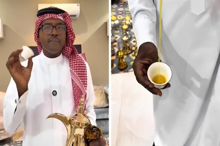 بالفيديو.. شخص يكشف أنواع فناجيل القهوة.. وسر صب كمية "دمعة بعير" في قاع الفنجال