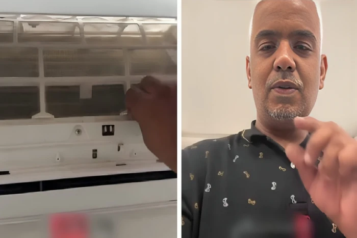 بالفيديو.. شخص يكشف عن طريقة منزلية لمنع تنقيط المياه داخل المكيف الاسبليت