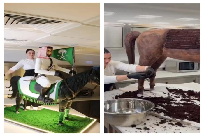 بالفيديو: صانعة حلوى مقيمة بجدة تصنع كيكة ضخمة على شكل "حصان سعودي" احتفالًا باليوم الوطني 95