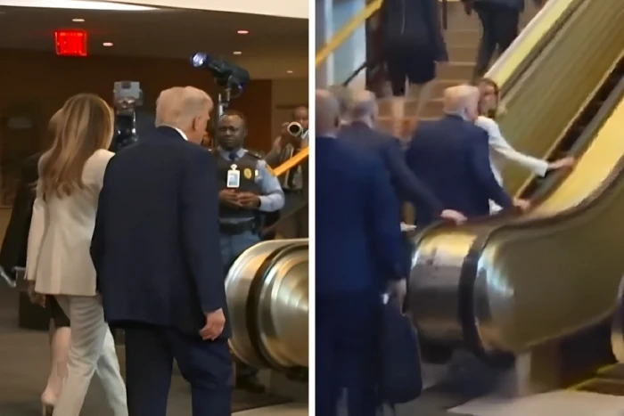 الكشف عن سبب التعطل الغامض للسلم الكهربائي أثناء  صعود ترامب وميلانيا عند دخولهما مقر الأمم المتحدة