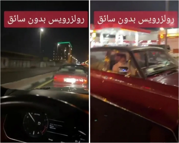 بالفيديو.. سيارة "رولزرويس" تسير بدون سائق على طريق في الكويت