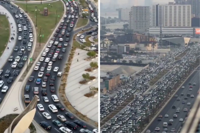 بالفيديو: زحام مروري شديد في الخبر تزامنًا مع الإقبال على العروض الجوية لليوم الوطني