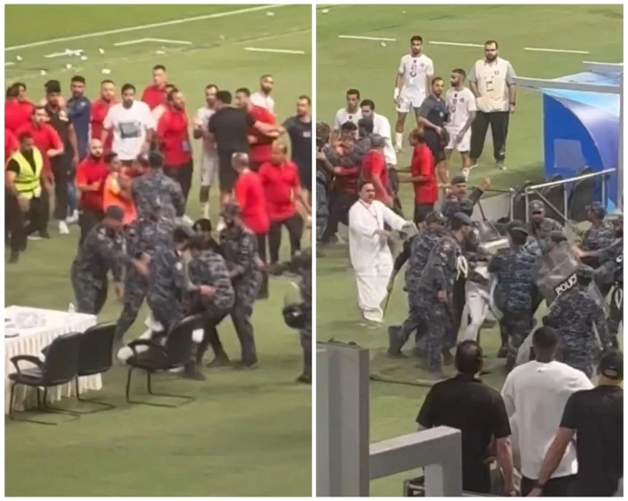 فيديو جديد من شغب القادسية والكويت: الأمن يقبض على نجل إداري بعد اقتحامه الملعب ووالده يتدخل لمحاولة إبعاده