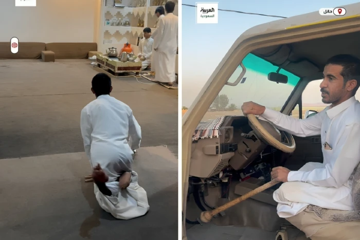 بالفيديو: شاب سعودي يتحدى إعاقته  ويقوم بخدمة والديه ويقود سيارته بعصا خشبية