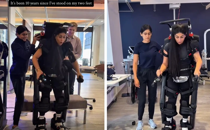 تعرضت للخطف في أمريكا وأصيبت بالشلل.. بالفيديو: ردة فعل لبنانية بعد تجربتها المشي بجهاز لأول مرة منذ 10 سنوات