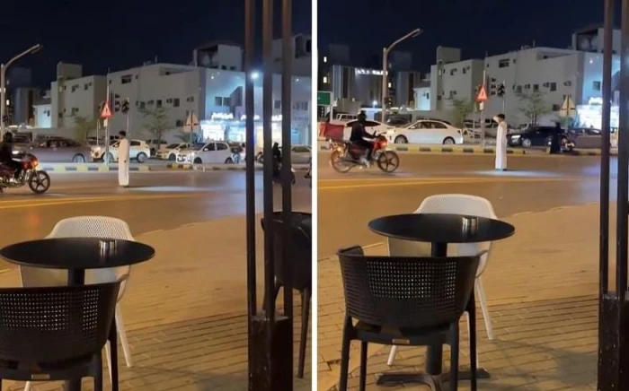 بالفيديو.. شاب سعودي يوقف حركة السيارات لمساعدة سيدة في عبور أحد الطرق