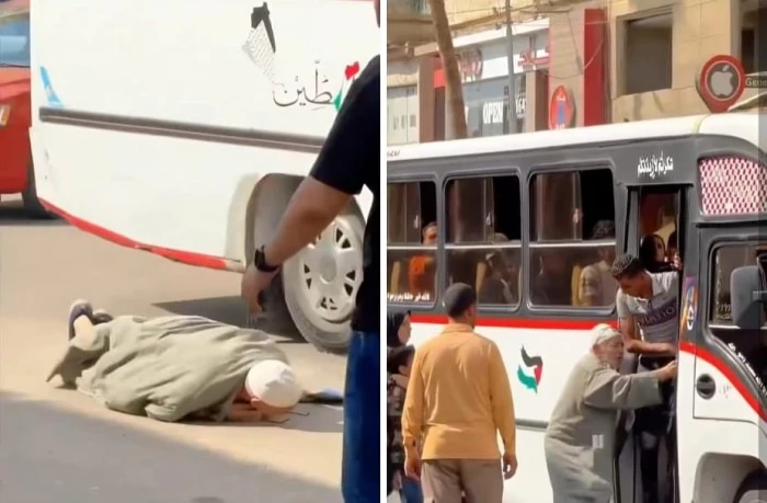 مصر.. بالفيديو: محصل تذاكر يمنع «مسن مصري» من ركوب الباص ويسقطه على الأرض