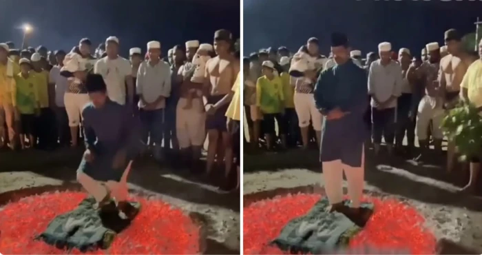 بالفيديو: جماعة دينية في إندونيسيا يفرشون سجادة صلاة على الجمر ويصلون عليها
