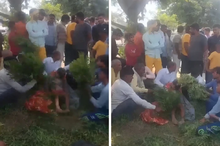 بالفيديو.. هنود يضربون جثة طفل بأغصان الأشجار لإعادته للحياة بعد أن لدغه ثعبان