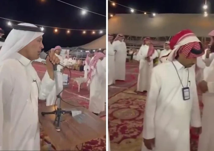 بالفيديو.. مواطن يطلب من ضيوفه عبر مكبر صوت عدم تصوير وليمة العشاء