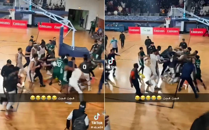 بالفيديو: مباراة كرة سلة بين العلا والأهلي تتحول إلى حلبة مصارعة وتبادل الضرب والركل بين اللاعبين