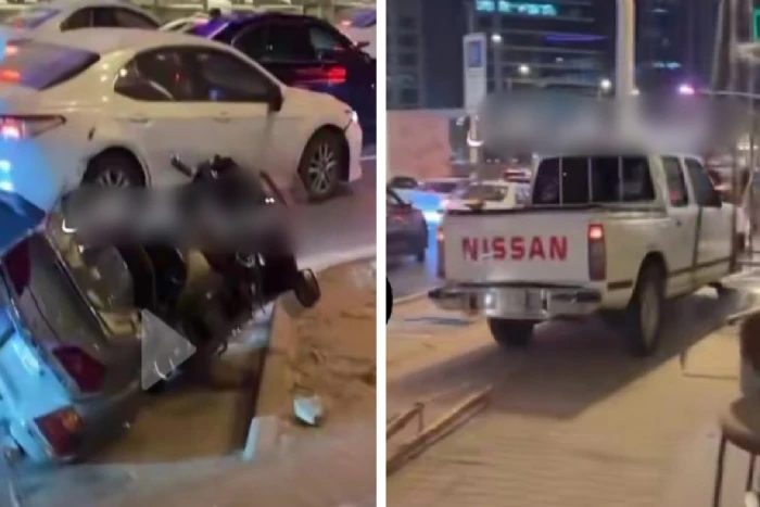 القبض على شخص صدم دراجة نارية وعرض حياة الآخرين للخطر بالرياض - فيديو