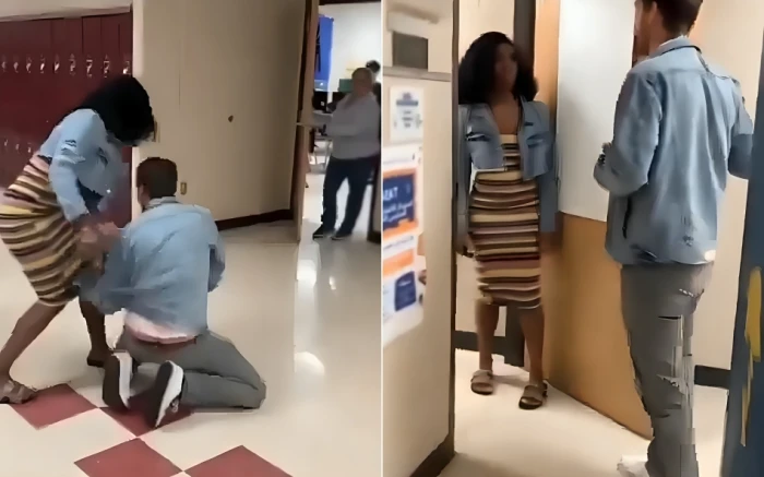 بالفيديو.. طالبة أمريكية ترشّ معلمها برذاذ الفلفل داخل مدرسة بعد مصادرة هاتفها
