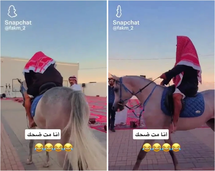 بالفيديو.. مسن يقفز فوق ظهر حصان ويحاول السيطرة عليه
