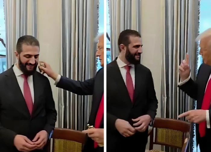 بالفيديو.. ردة فعل الرئيس السوري عندما قدم له "ترامب" زجاجة عطر هدية ليعطيها لزوجته وسأله :"هل توجد زوجة ثانية؟"