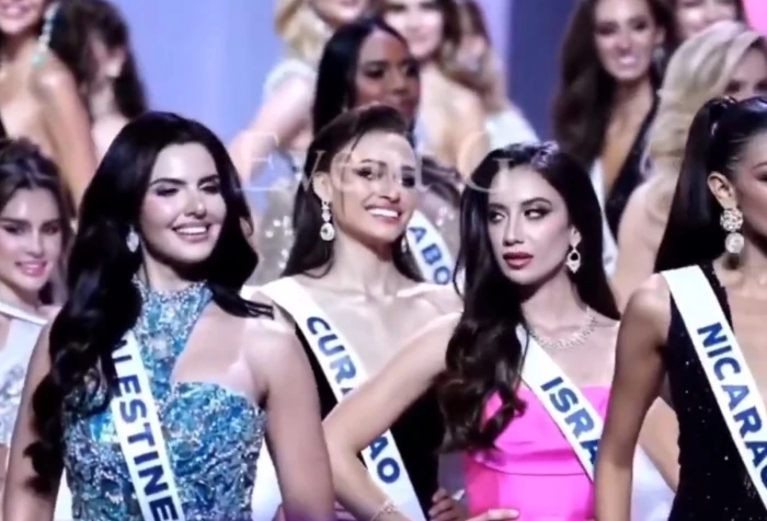 بالفيديو: نظرة ملكة جمال إسرائيل نحو نظيرتها الفلسطينية تُشعل الجدل في مسابقة ملكة جمال الكون في تايلاند