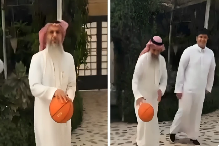 بالفيديو: حميدان التركي يستعرض مهارته في كرة السلة ويسدد رميتين متتاليتين