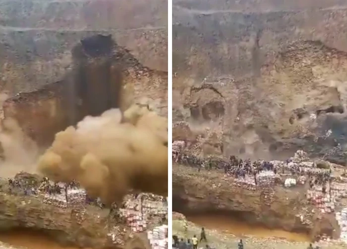 بالفيديو..انهيار أرضي يودي بحياة عشرات العمال في منجم في الكونغو
