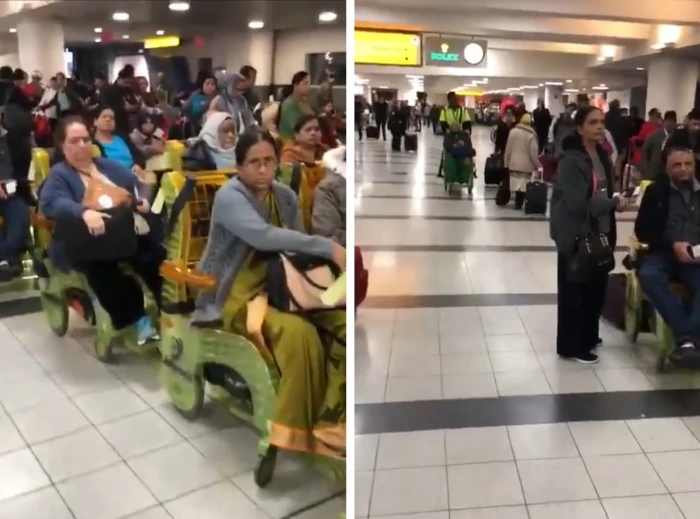 بعد إعلان الخطوط الكويتية عن خصم 50% للمعاقين.. بالفيديو: مطار بالكويت يكتظ بعمالة آسيوية يدعون الإعاقة ويجلسون على كراسي متحركة