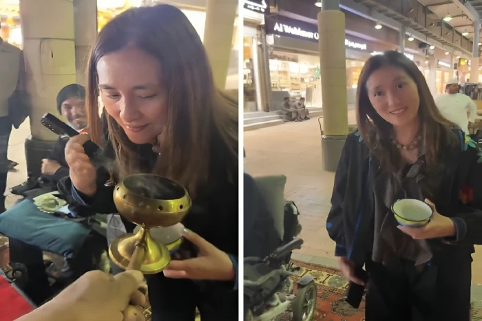 بالفيديو.. صاحب بسطة في سوق الزل  بالرياض يقدم هدية لسائحة من هونج كونج