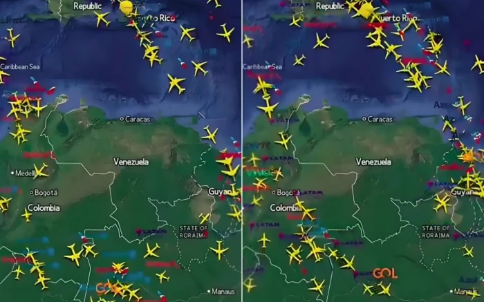 فيديو جديد يوثق تجنب شركات الطيران التحليق في أجواء فنزويلا خوفاً من عمل عسكري أمريكي