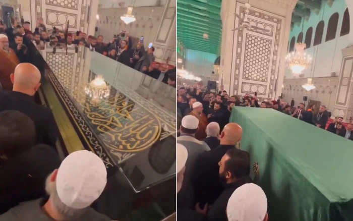 بحضور الرئيس الشرع.. بالفيديو : لحظة الكشف عن الهدية السعودية للمسجد الأموي في دمشق