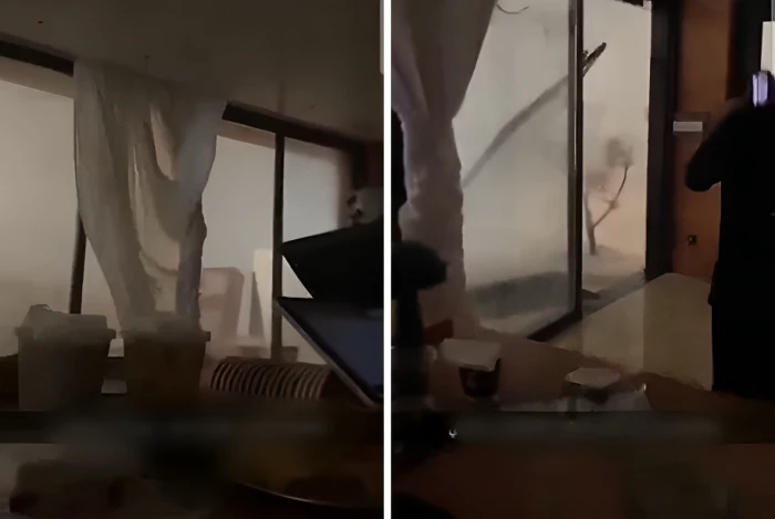 بالفيديو.. صراخ عائلة داخل كوفي أثناء العاصفة على ينبع.. والأم لأطفالها: "غمضوا عيونكم"