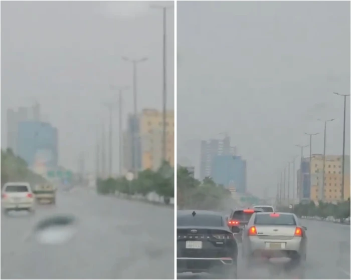 بالفيديو : هطول أمطار من متوسطة إلى غزيرة على مدينة جدة