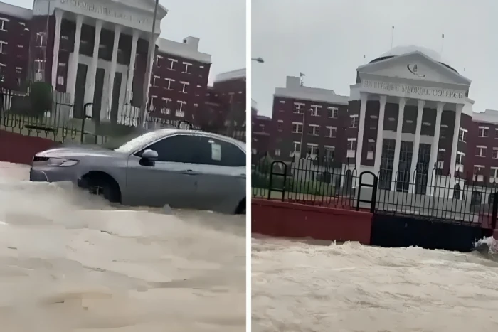 فيديو يوثق حجم كمية المياه أمام كلية البترجي في أبحر بعد هطول الأمطار أمس الثلاثاء الغير مسبوقة على شمال جدة