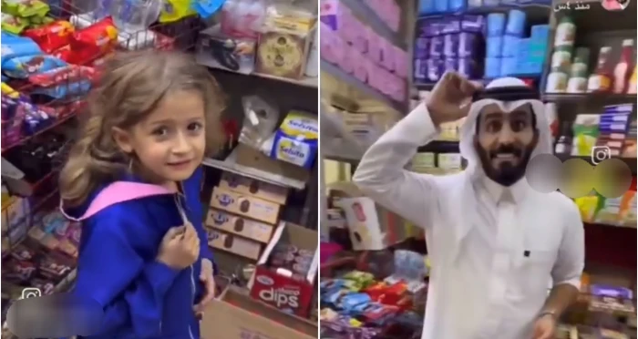 "خلاص عمو أبويا فلس".. بالفيديو: ردة فعل طفلة سورية بعدما فاجأها المطيري بأكياس مليئة بالحلوى داخل بقالة في دمشق