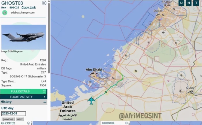 ‏4 طائرات شحن عسكرية إماراتية  تقلع من حضرموت وعلى متنها المئات من الجنود والمعدات الثقيلة