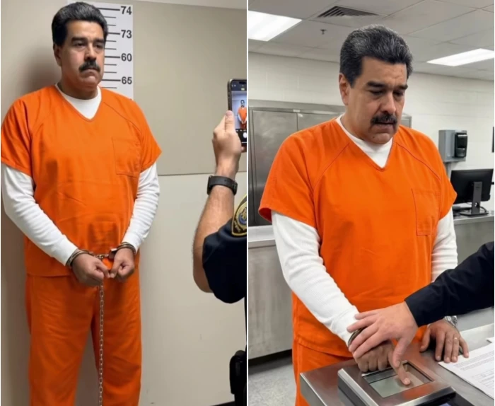 أول صور لنيكولاس مادورو  بملابس السجن مكبل اليدين