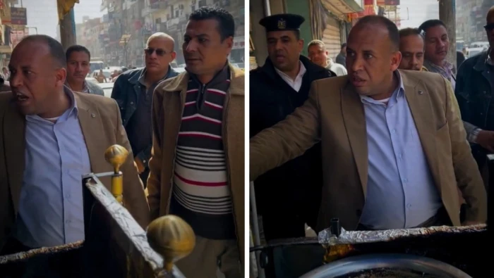 «الرصيف مش بتاعك.. شمعلي أم المحل».. بالفيديو.. مسؤول مصري ينفعل على صاحب مطعم